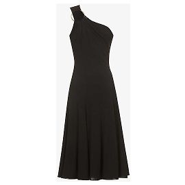 Versace one shoulder hoop embellished dress Black