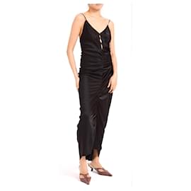 Autre Marque-Rui Long Ruched Silk Dress-Black