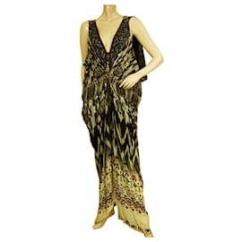 Camilla-Camilla Ethnic Print Beaded 100% Silk Sleeveless Long Summer Caftan dress-Multiple colors
