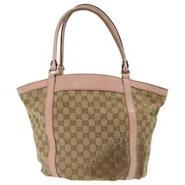 Gucci-GUCCI Sac cabas en toile GG Cuir Beige 211982 Auth ar9875b-Beige