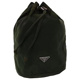 Prada-PRADA Drawstring Bag Pouch Nylon Khaki Auth ar9867b-Khaki