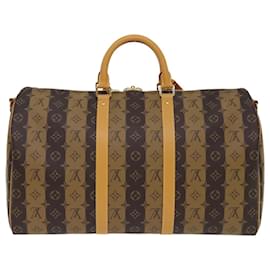Louis Vuitton-LOUIS VUITTON Monogram Stripe Keepall Bandouliere 50 Bag M45967 LV Auth 47401a-Monogram