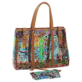 Prada-PRADA Einkaufstasche mit Venedig-Muster, Vinyl-Leder, mehrfarbig, BR2515 Auth yk7665b-Mehrfarben