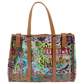 Prada-PRADA Einkaufstasche mit Venedig-Muster, Vinyl-Leder, mehrfarbig, BR2515 Auth yk7665b-Mehrfarben