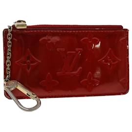 Louis Vuitton-LOUIS VUITTON Monograma Vernis Pochette Cles Bolsa Moeda Vermelho M9144Autenticação F LV 46872-Vermelho