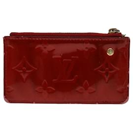 Louis Vuitton-LOUIS VUITTON Monograma Vernis Pochette Cles Bolsa Moeda Vermelho M9144Autenticação F LV 46872-Vermelho