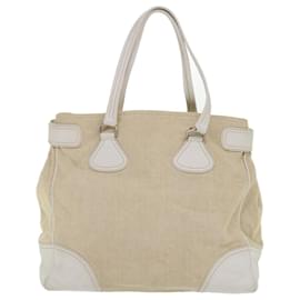 Prada-PRADA Shoulder Bag Canvas Leather Beige White Auth cl663-White,Beige