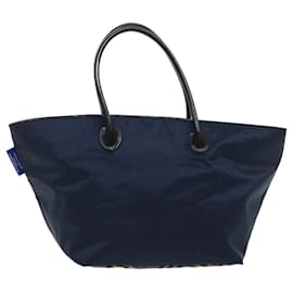 Burberry-BURBERRY Nova Check Blue Label Tote Bag Nylon Navy Auth cl626-Navy blue