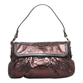 Bolsa Chef Fendi Metálica em Relevo Marrom