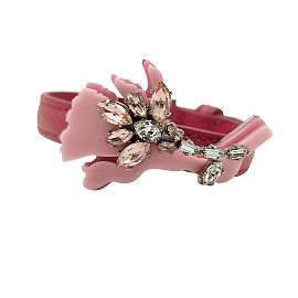 Prada Pulseira Prada em couro Saffiano e strass Rosa