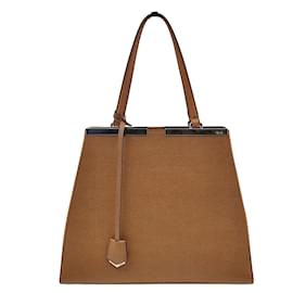 Fendi-FENDI FENDI 3 Jours shoulder bag in leather and palladium-Beige