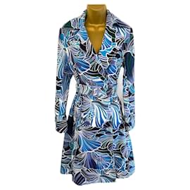 Autre Marque-Max Mara Womens Blue Floral Wool Belted Trench Coat Size L IT EU 42 UK 14-White,Blue
