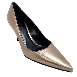 Décolleté Burberry in pelle metallizzata bronzo Metallico