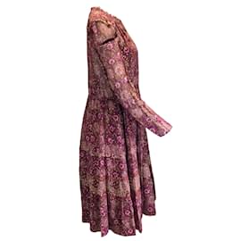 Ulla Johnson-Ulla Johnson Burgundy Multi Alessandra Claret Patchwork Dress-Dark red