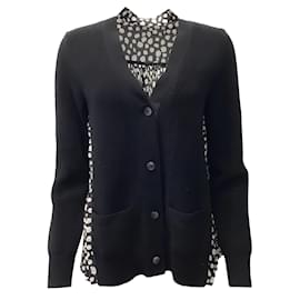 Sacai-sacai Black / White Cardigan with Pleated Back-Black