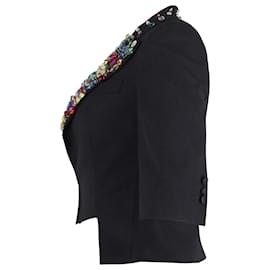 Dolce & Gabbana-Dolce & Gabbana Embellished Blazer In Black Wool-Black