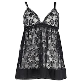Dolce & Gabbana-Dolce & Gabbana Lace Sleeveless Top in Black Nylon-Black