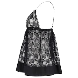 Dolce & Gabbana-Dolce & Gabbana Lace Sleeveless Top in Black Nylon-Black