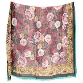 Dolce & Gabbana-Dolce & Gabbana Floral Baroque Print Scarf in Multicolor Silk-Other