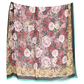 Dolce & Gabbana-Dolce & Gabbana Schal mit floralem Barock-Print aus mehrfarbiger Seide-Andere