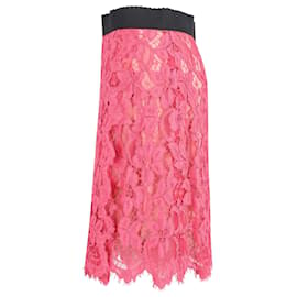 Dolce & Gabbana-Dolce & Gabbana Lace Skirt in Pink Viscose-Pink