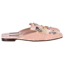 Dolce & Gabbana bestickte Mules aus rosa Samt Pink