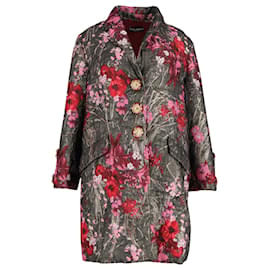 Dolce & Gabbana-Dolce & Gabbana Floral Metallic Brocade Single Breasted Coat in Multicolor Polyester-Other