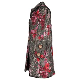 Dolce & Gabbana-Dolce & Gabbana Floral Metallic Brocade Single Breasted Coat in Multicolor Polyester-Other