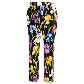 Dolce & Gabbana Pantalones rectos de terciopelo con estampado Iris en algodón multicolor Otro Impresión de pitón