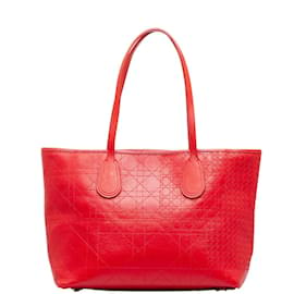 Dior-Sac cabas en toile Dior Cannage Panarea Shopping Tote en état moyen-Rouge