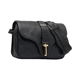 Balenciaga-Leather Tube S Flap Crossbody Bag 338577-Black