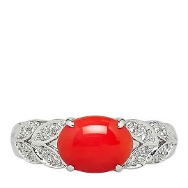 & Other Stories Platinum Diamond Coral Ring Silvery