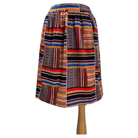 Falda midi Yves Saint Laurent de algodón Multicolor