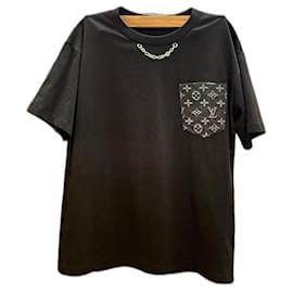 Louis Vuitton-Louis Vuitton T-Shirt mit goldfarbener Kette (M-Größe)-Schwarz