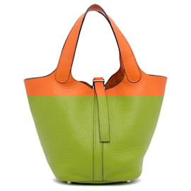 Hermès-Serrure Hermes Orange Clémence Picotin 18-Orange