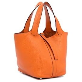 Hermès-Hermes Orange Clemence Picotin Lock 18-Orange