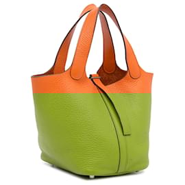 Hermès-Serrure Hermes Orange Clémence Picotin 18-Orange