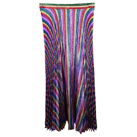 Gucci-Gucci Striped Pleated Midi Skirt in Multicolor Polyester Silk-Multiple colors