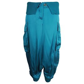 Pantalones globo vintage de seda verde azulado de Alexander McQueen Otro Verde