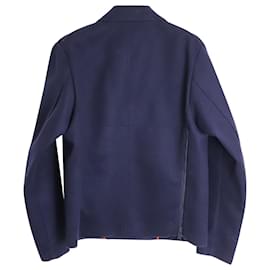 Alexander Mcqueen-Alexander McQueen Short Pea Coat in Navy Blue Virgin Wool-Navy blue