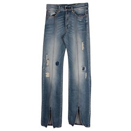 Off White Jeans jeans de perna reta desgastada esbranquiçada em algodão azul Azul