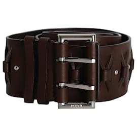 Emilio Pucci-Emilio Pucci Cinturón ancho trenzado con hebilla en cuero marrón-Castaño
