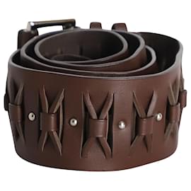 Emilio Pucci-Emilio Pucci Wide Plaited Buckled Belt in Brown Leather-Brown