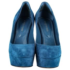 Sergio Rossi-Zapatos de tacón con acento Sergio Rossi en ante azul-Azul