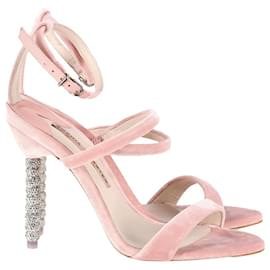 Sophia webster-Sophia Webster Rosalind Crystal Heel Ankle Strap Sandals in Pink Velvet -Pink
