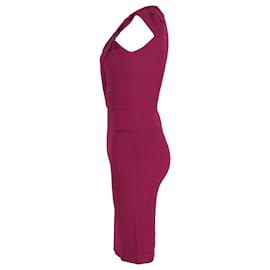 Roland Mouret-Roland Mouret Nepa Asymmetric Draped Fitted Dress in Purple Viscose-Purple