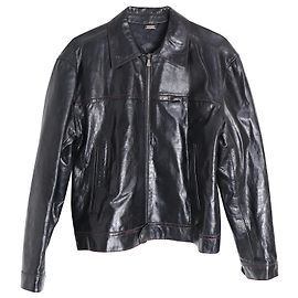 Versace Sport Zipped Jacket in Black Leather Black
