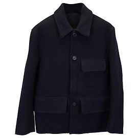 Acne Studios Blousonjacke mit Knopfleiste vorne aus marineblauer Wolle Blau Marineblau