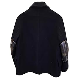 Acne-Acne Studios Button Front Blouson Jacket in Navy Blue Wool-Blue,Navy blue
