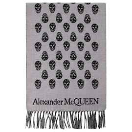 Alexander Mcqueen-Ribbon Reverse Scarf - Alexander Mcqueen - Wool - Grey-Grey
